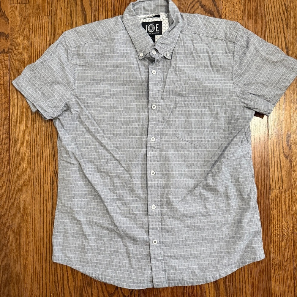 Joseph Abboud Slim Fit Button Down Short Sleeved Black White Shirt Size Large